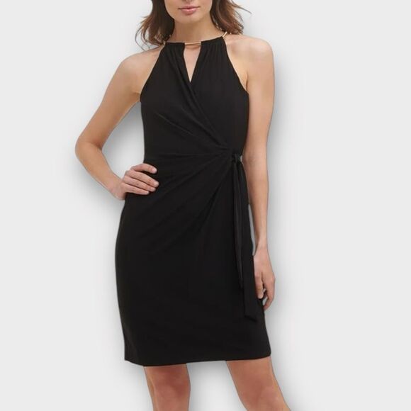 Kensie Women's Size 16 Keyhole Halter Black Dress - Picture 1 of 11